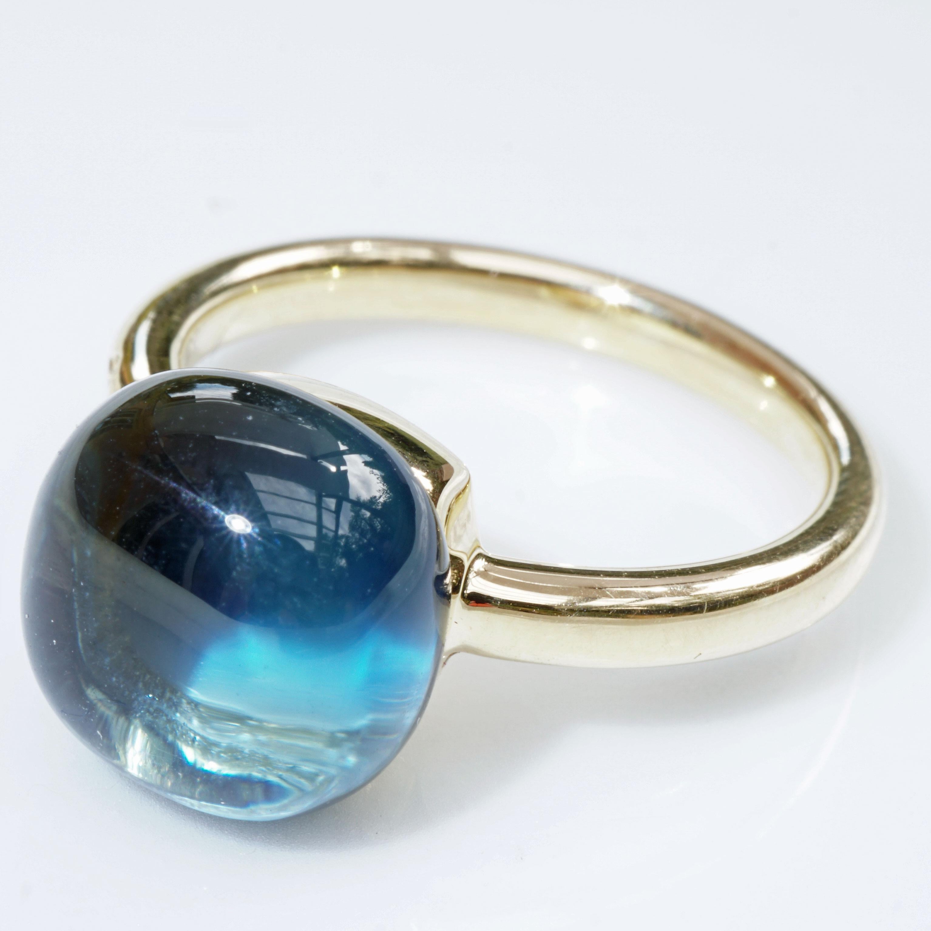 Blue Topaz Brilliant Ring  10 ct Color London Blue Made by Italian Goldsmith Co. 7