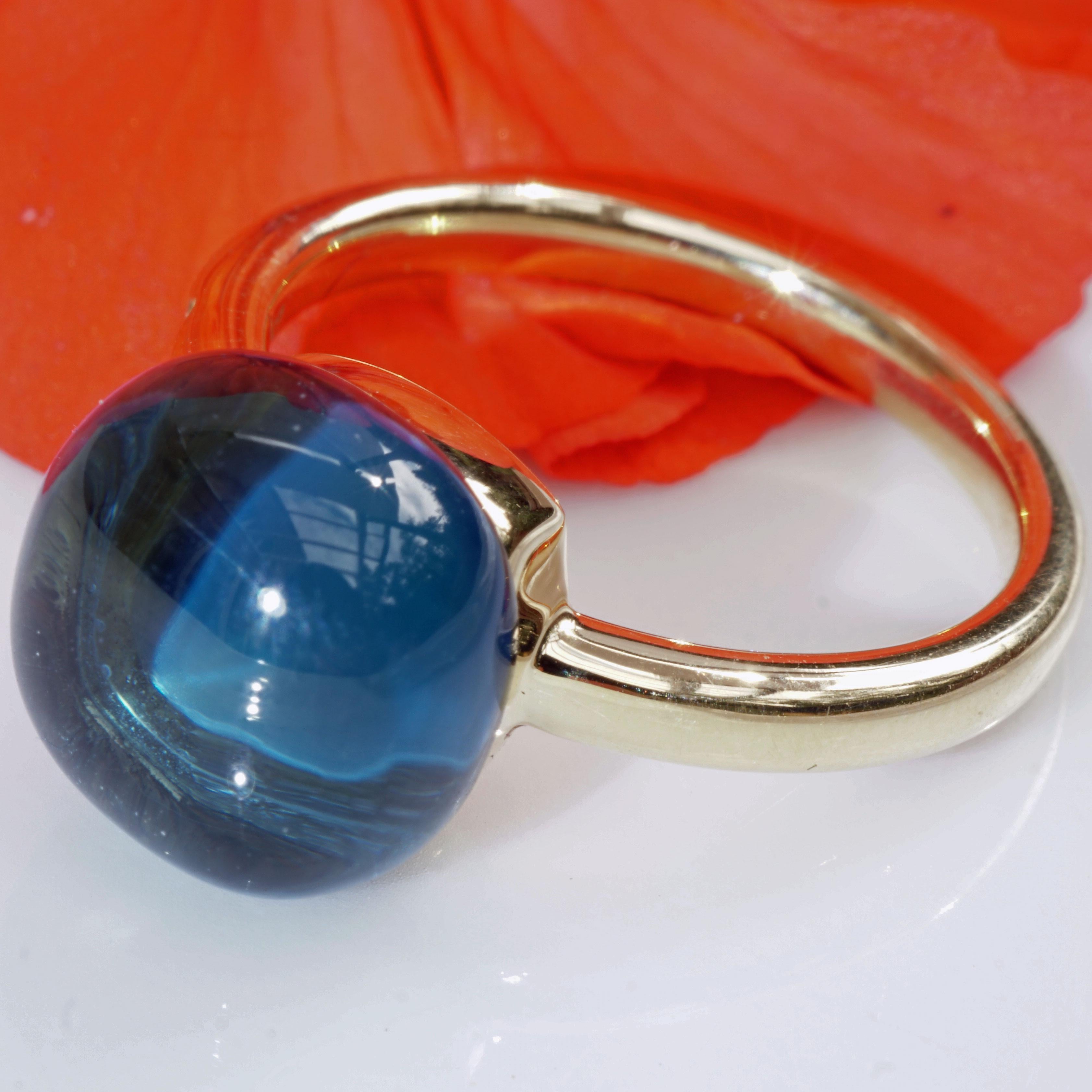 Blue Topaz Brilliant Ring  10 ct Color London Blue Made by Italian Goldsmith Co. 8