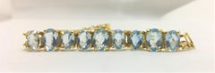 Blue Topaz Chain Bracelet in 18 Karat Yellow Gold