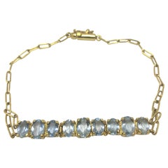 Blue Topaz Chain Bracelet in 18 Karat Yellow Gold