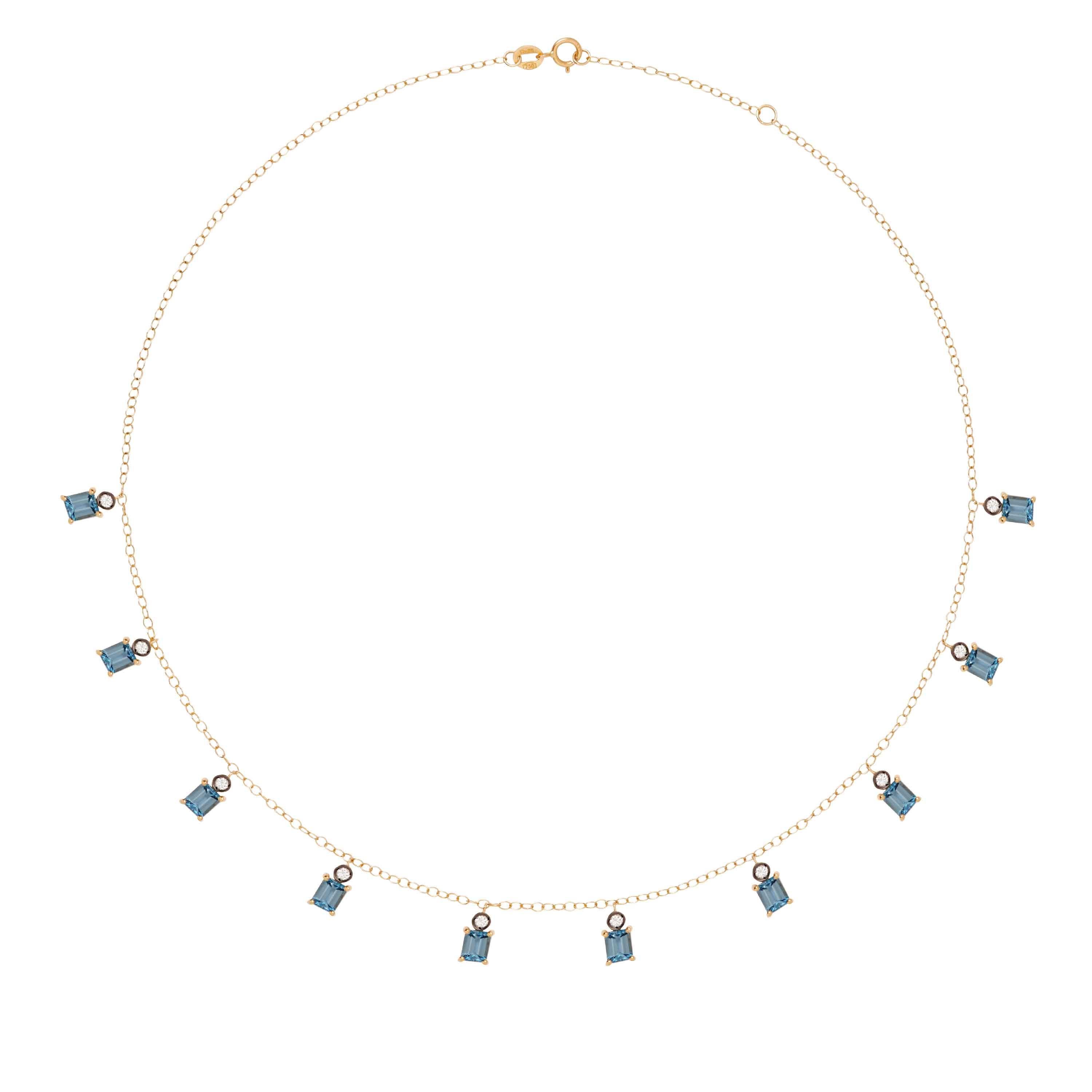 Blauer Topas Charme Halskette im Zustand „Neu“ im Angebot in London, GB