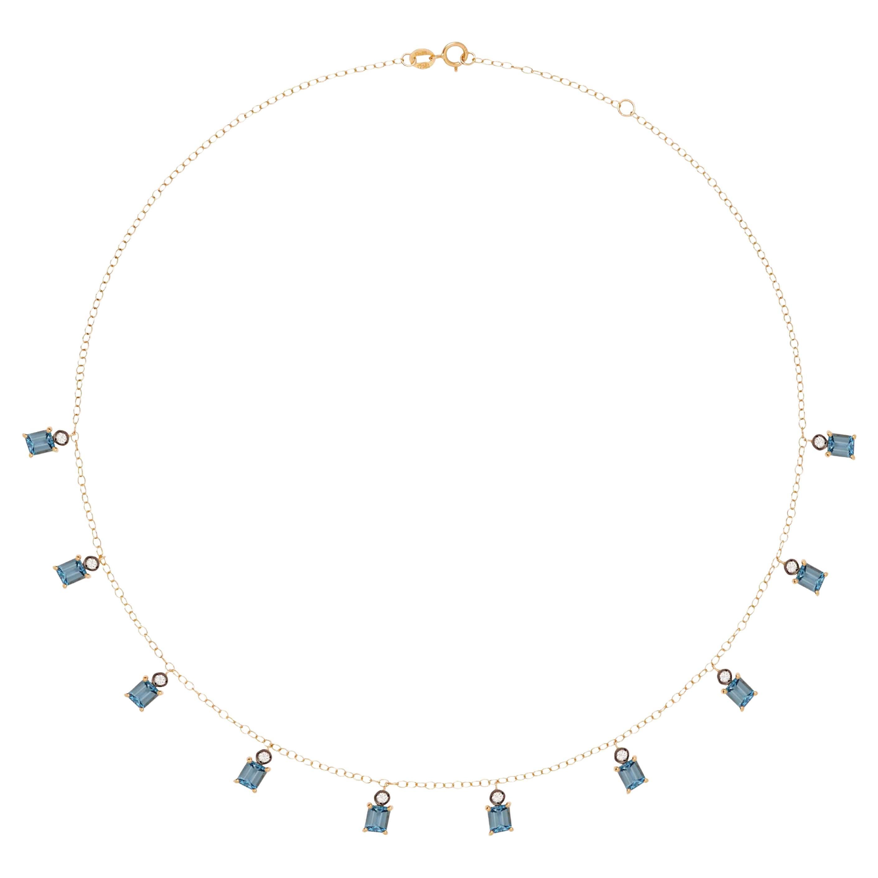 Blue Topaz Charm Necklace For Sale