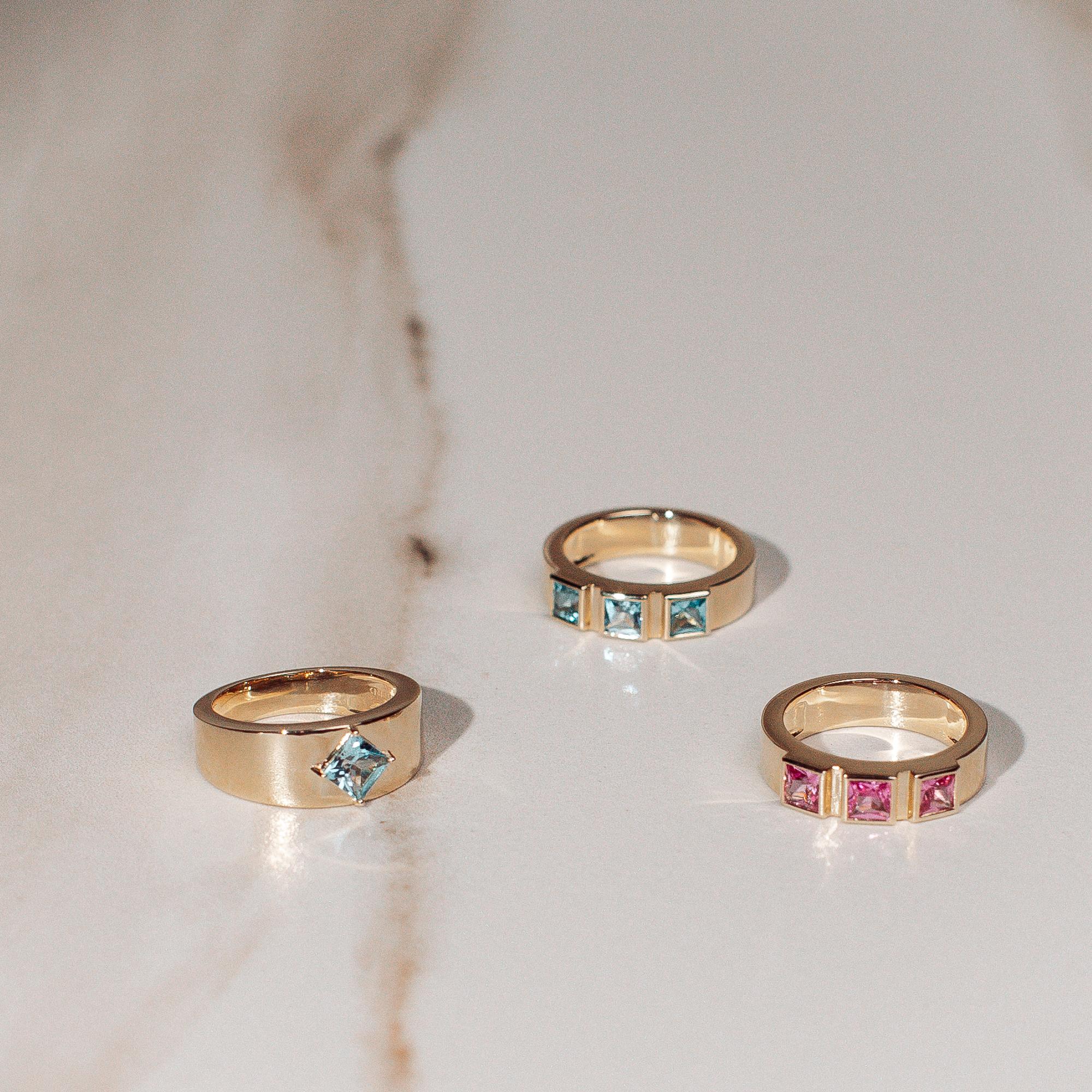 Blauer Topas Zigarrenbandring (Kunsthandwerker*in) im Angebot