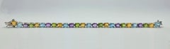 Blue Topaz Citrine Amethyst Peridot Sterling Silver 925 Rhodium Plate Bracelet