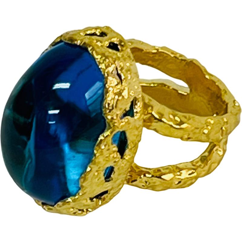 Women's Blue Topaz Cocktail Ring in 22k Gold, by Tagili