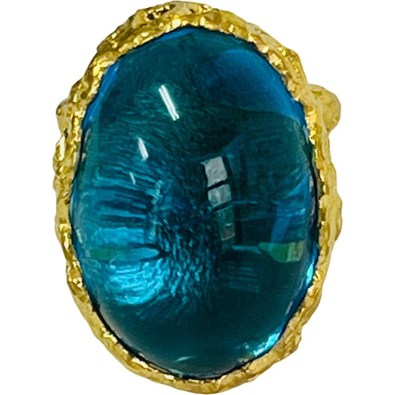 Blue Topaz Cocktail Ring in 22k Gold, by Tagili 1
