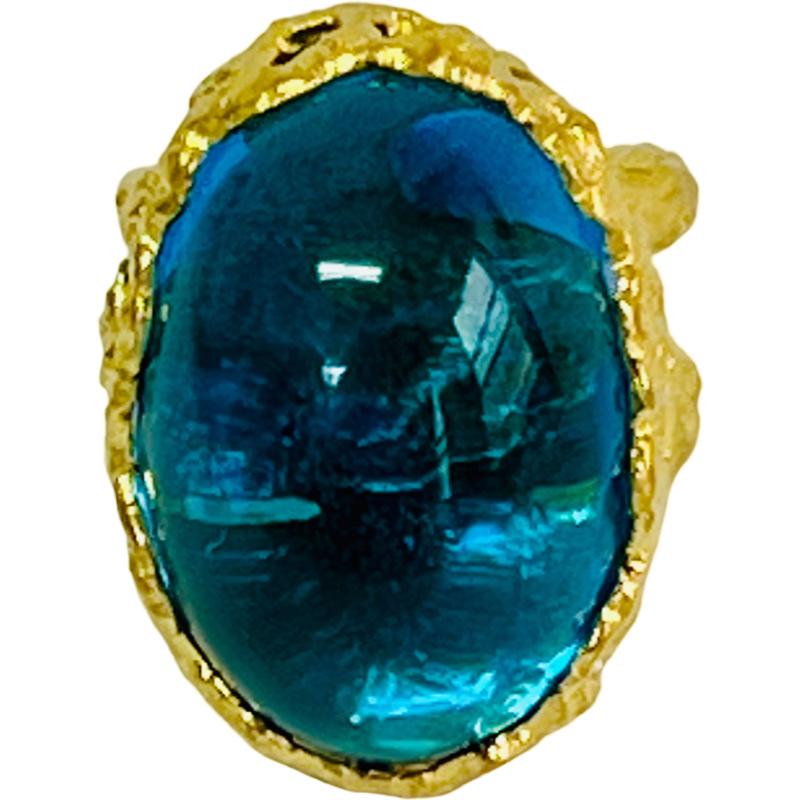 Blue Topaz Cocktail Ring in 22k Gold, by Tagili 3
