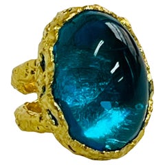 Blue Topaz Cocktail Ring in 22k Gold, by Tagili