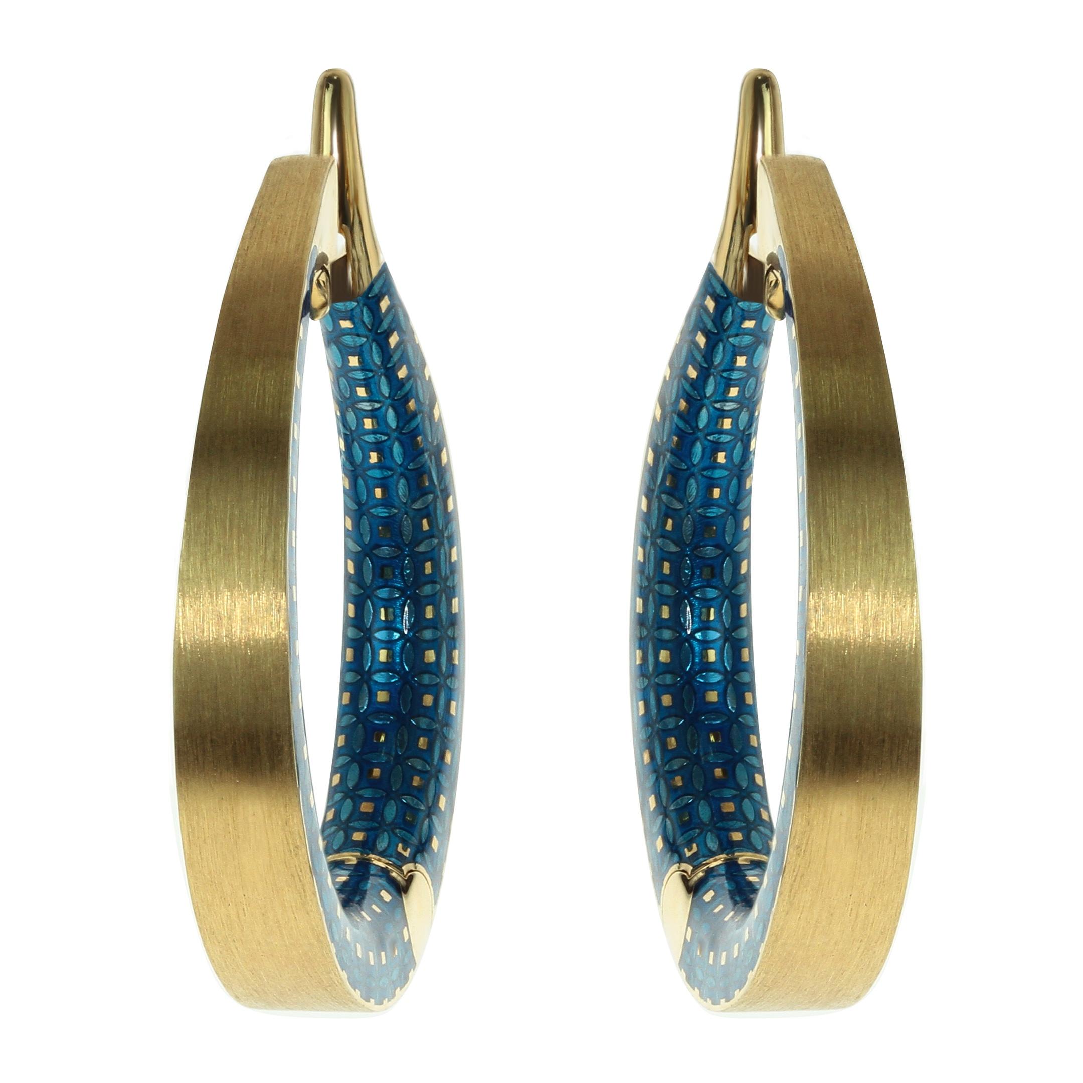 Colored Enamel 18 Karat Yellow Gold Kaleidoscope Hoop Earrings

Please take a look at one of our trademark texture in Kaleidoscope Collection - 
