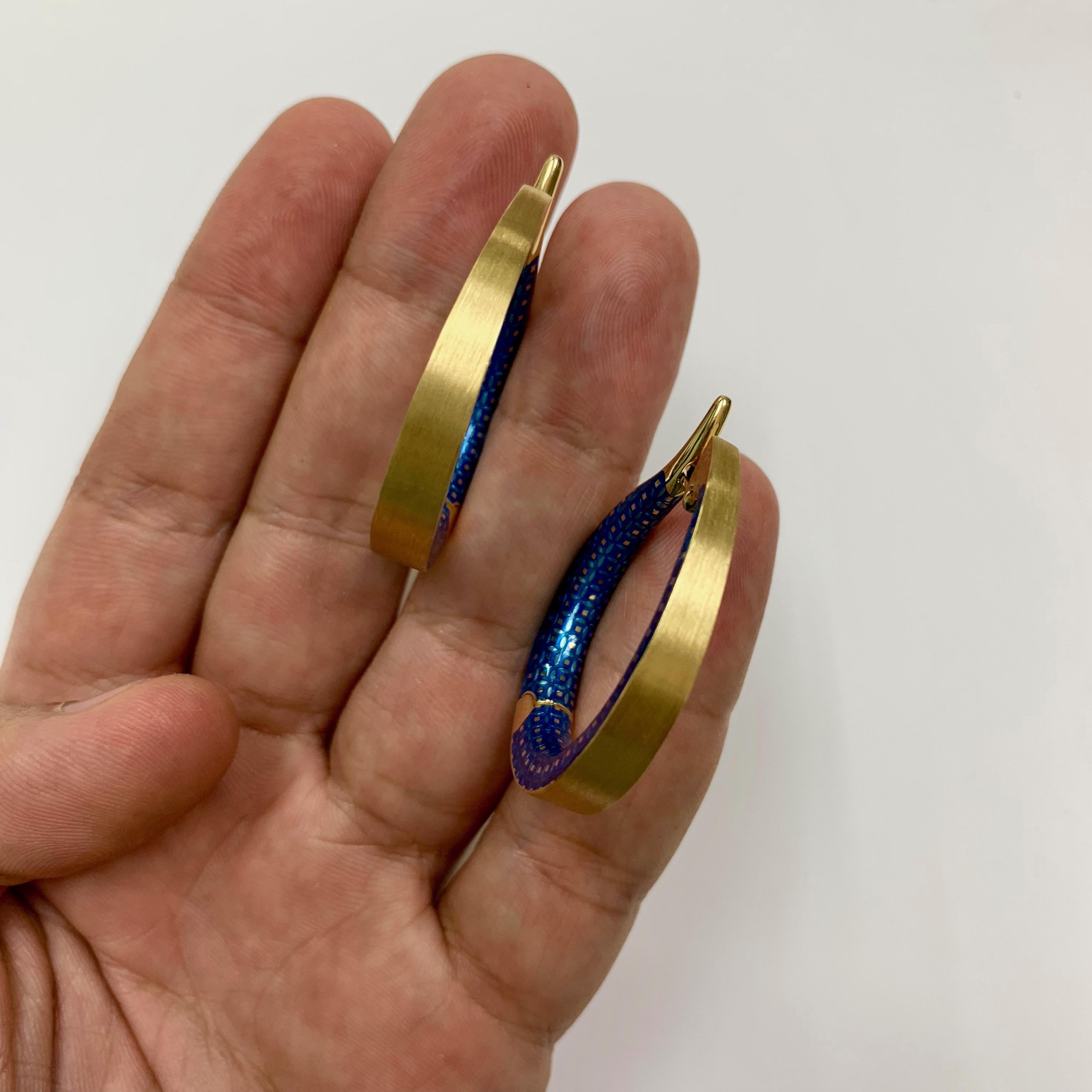 Women's Colored Enamel 18 Karat Yellow Gold Kaleidoscope Hoop Earrings