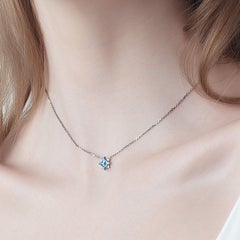 Blue Topaz Cubic Zirconia Sterling Silver Necklace Earrings Mini Star Set