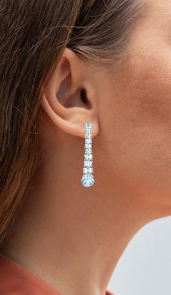 Blue Topaz Dangle Earrings 8.5 Carats 18K Gold Plated Silver