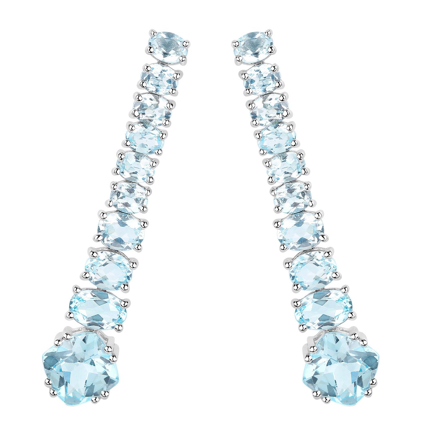 Blautopas Ohrringe 8,5 Karat 18K Goldplattiert Silber (Zeitgenössisch) im Angebot