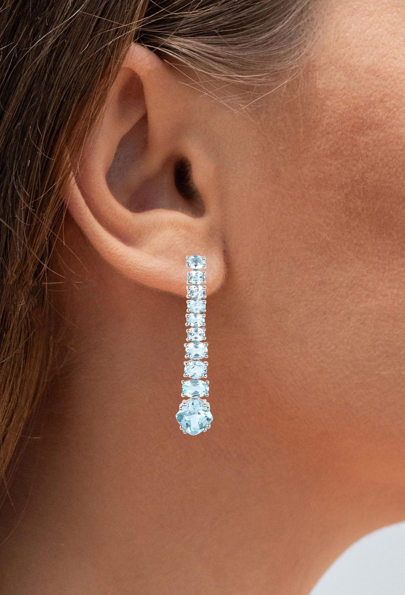 Blautopas Ohrringe 8,5 Karat 18K Goldplattiert Silber (Gemischter Schliff) im Angebot