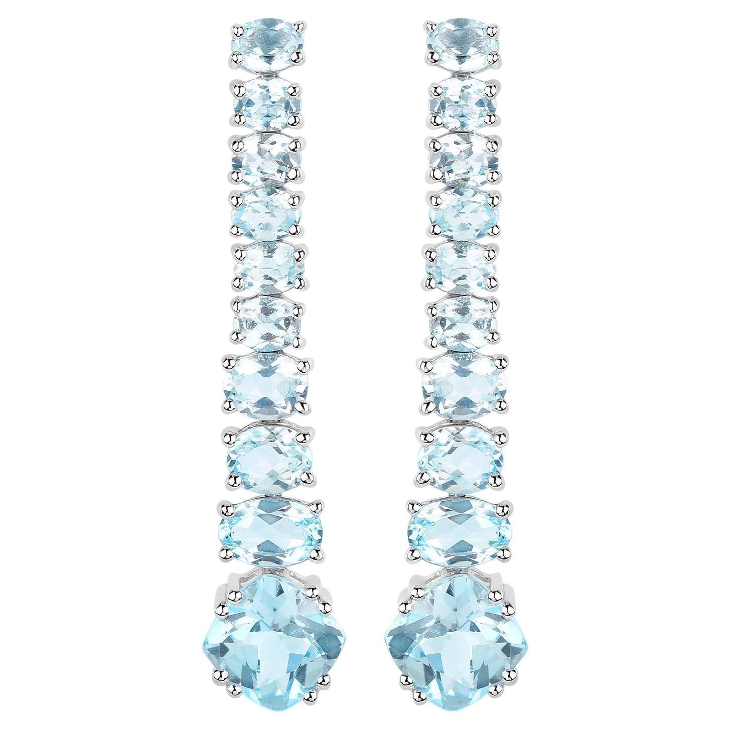 Blautopas Ohrringe 8,5 Karat 18K Goldplattiert Silber