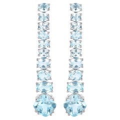 Blue Topaz Dangle Earrings 8.5 Carats 18K Gold Plated Silver