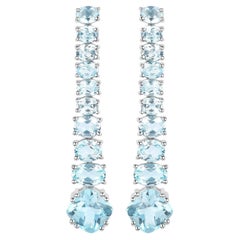 Blue Topaz Dangle Earrings 8.5 Carats 18K Gold Plated Silver