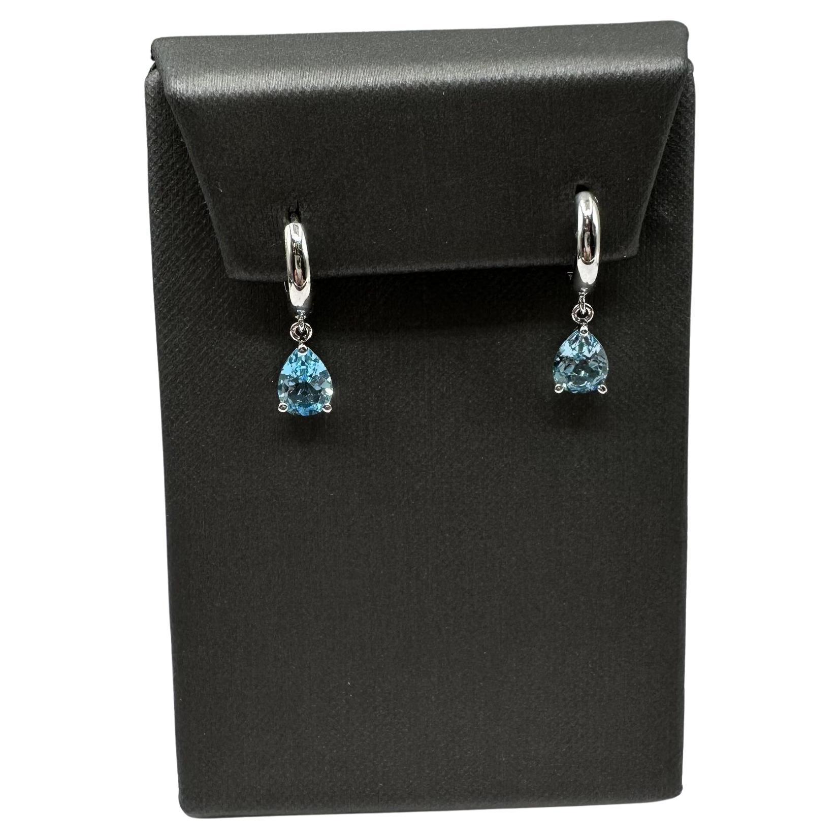 Boucles d
oreilles pendantes en argent - 8x6mm poire, 3g, New en vente