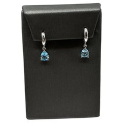 Blauer Topas Ohrringe in Sterling Silber - 8x6mm Birnenschliff, 3g, Neu