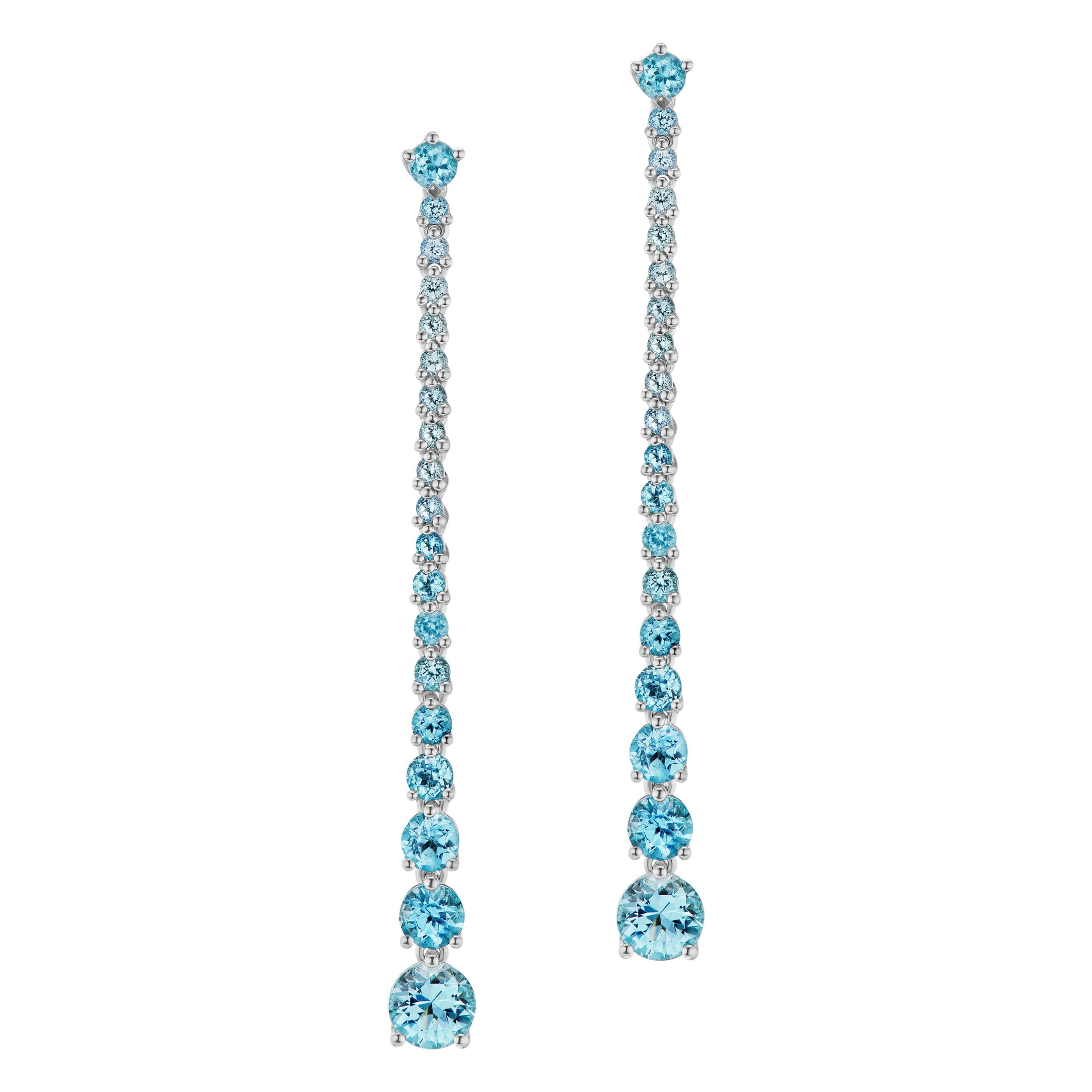 JAG New York Blue Topaz Dangle Earrings set in Platinum For Sale