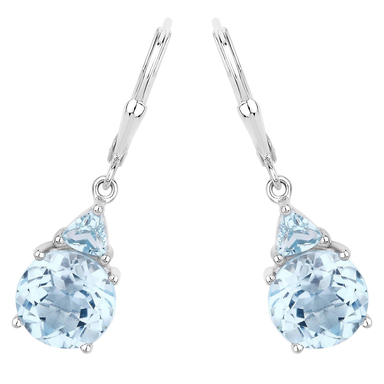 Contemporaneo Orecchini pendenti di Topazio Blu Topazio Blu Svizzero 7,5 Carati A. Silver in vendita