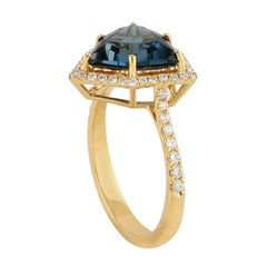 Blue Topaz Diamond 14K Gold Ring