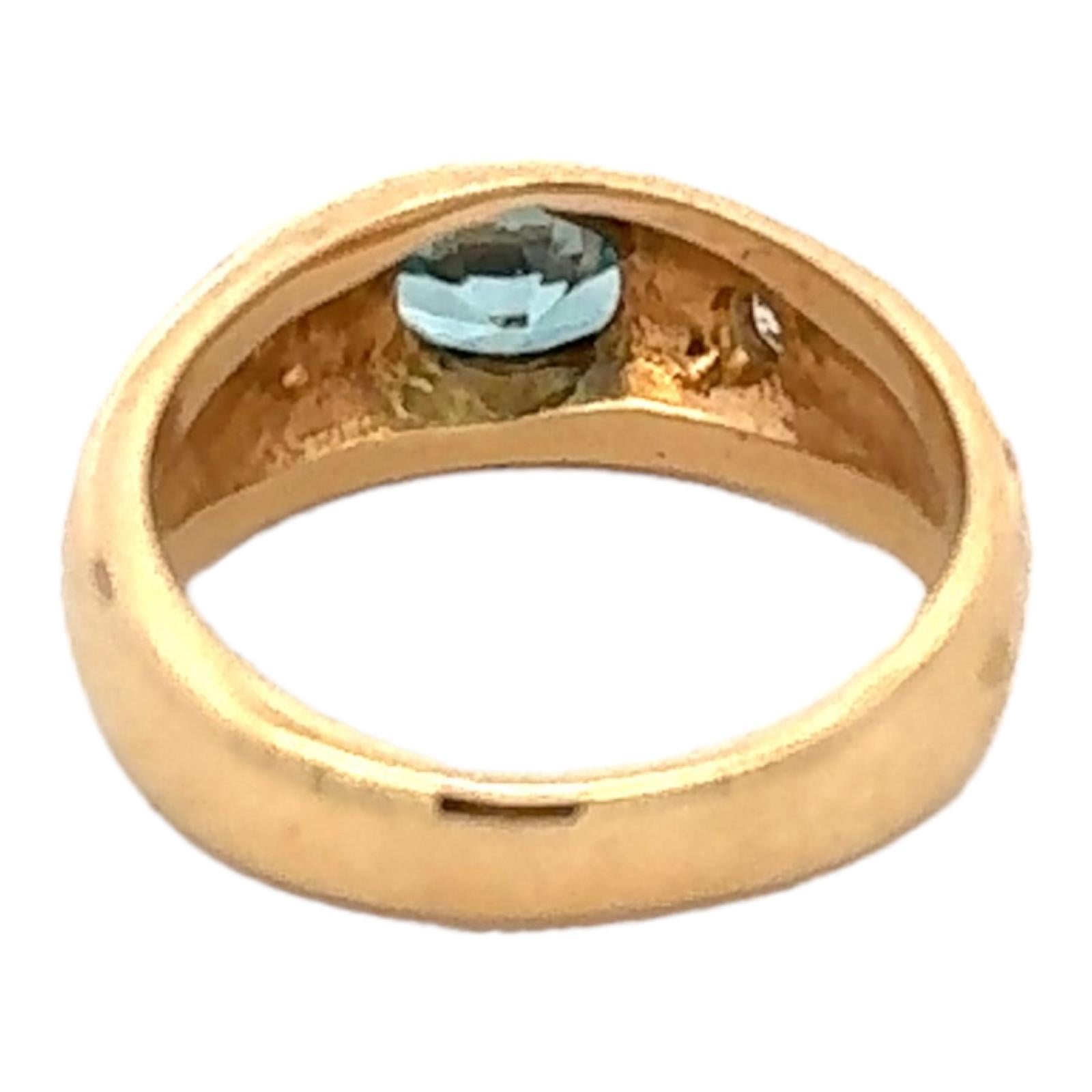 Blue Topaz Diamond 18 Karat Yellow Gold Stackable Band Ring In Excellent Condition In Boca Raton, FL