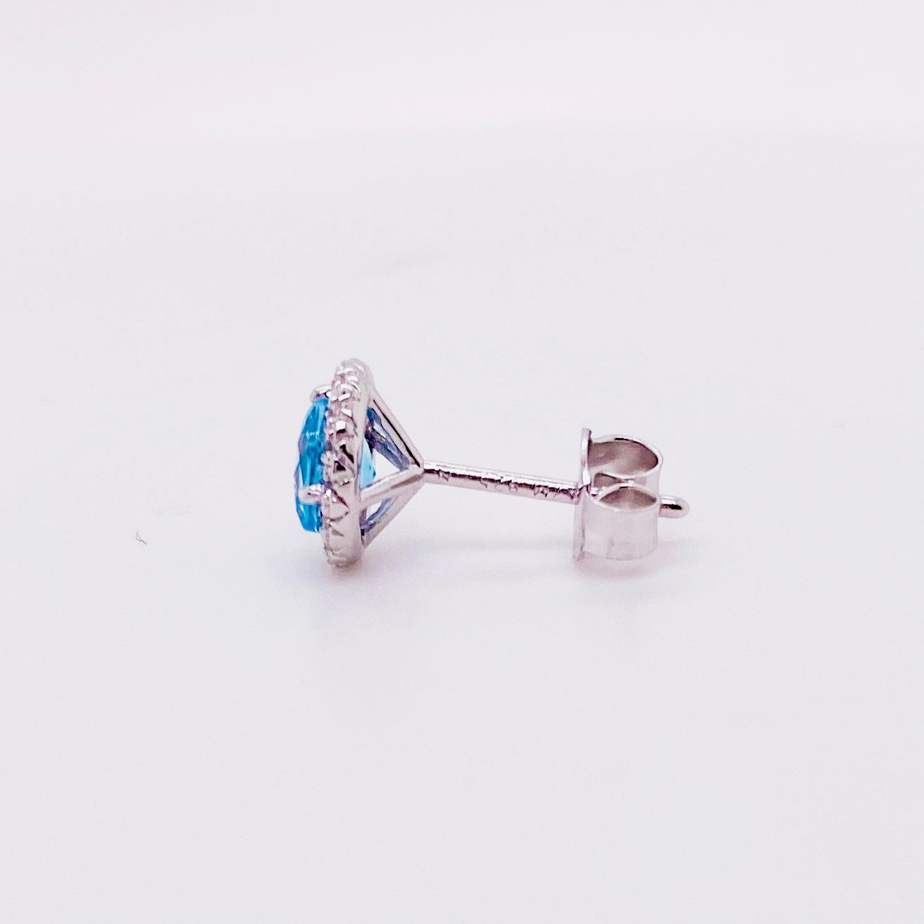blue topaz halo earrings