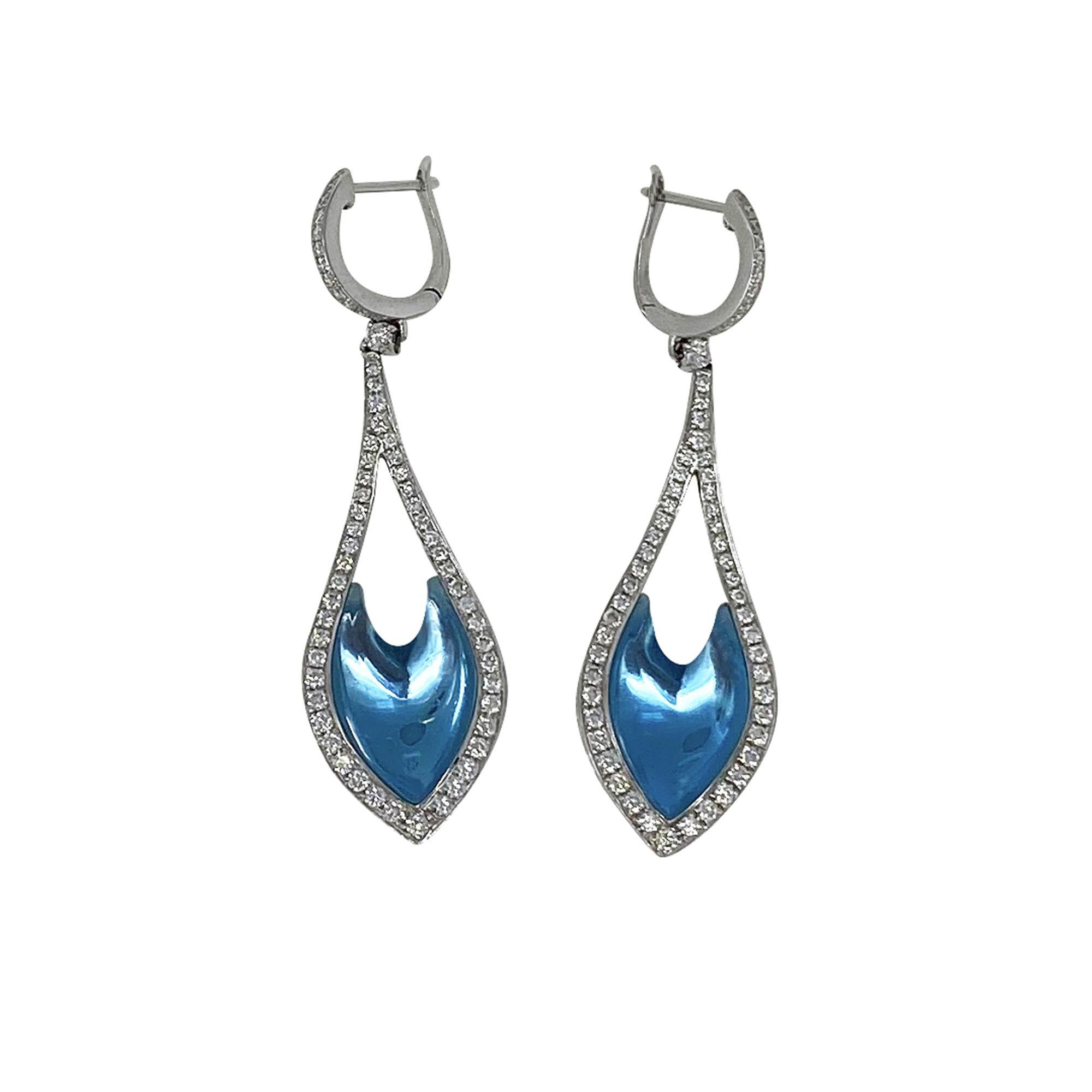 Modern Blue Topaz Diamond Earrings