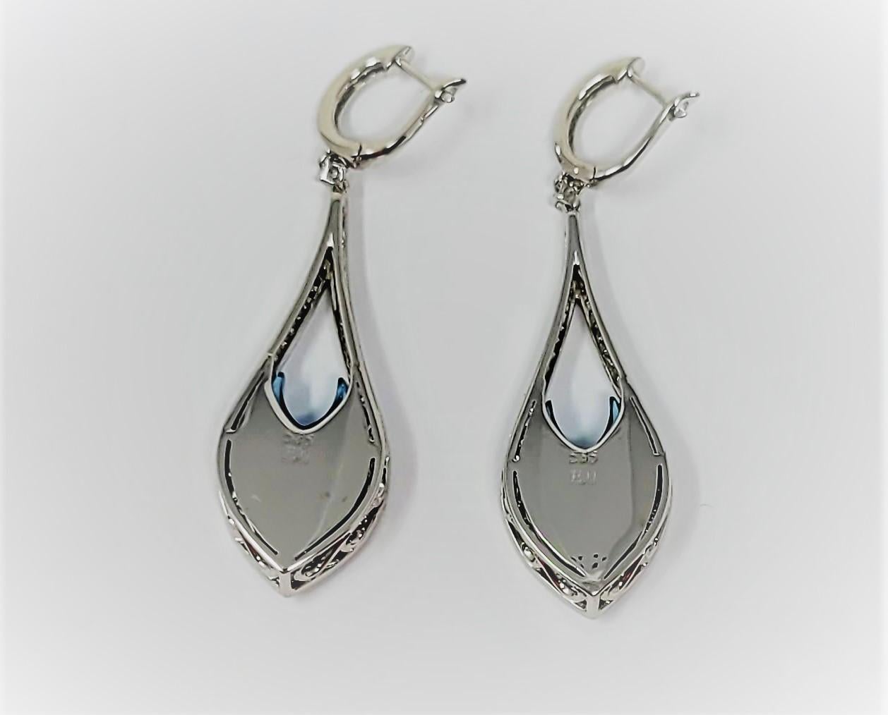 Blue Topaz Diamond Earrings 2