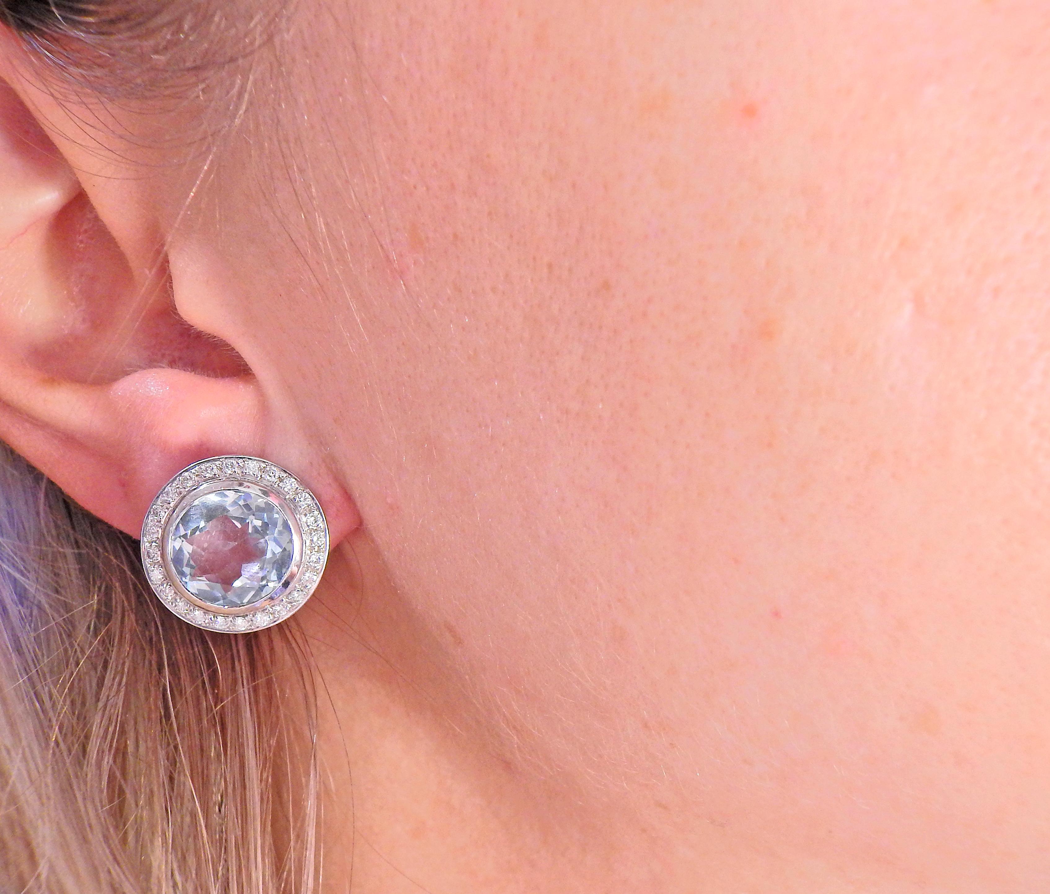 Blauer Topas-Diamant-Ohrringe aus Gold im Zustand „Hervorragend“ im Angebot in New York, NY
