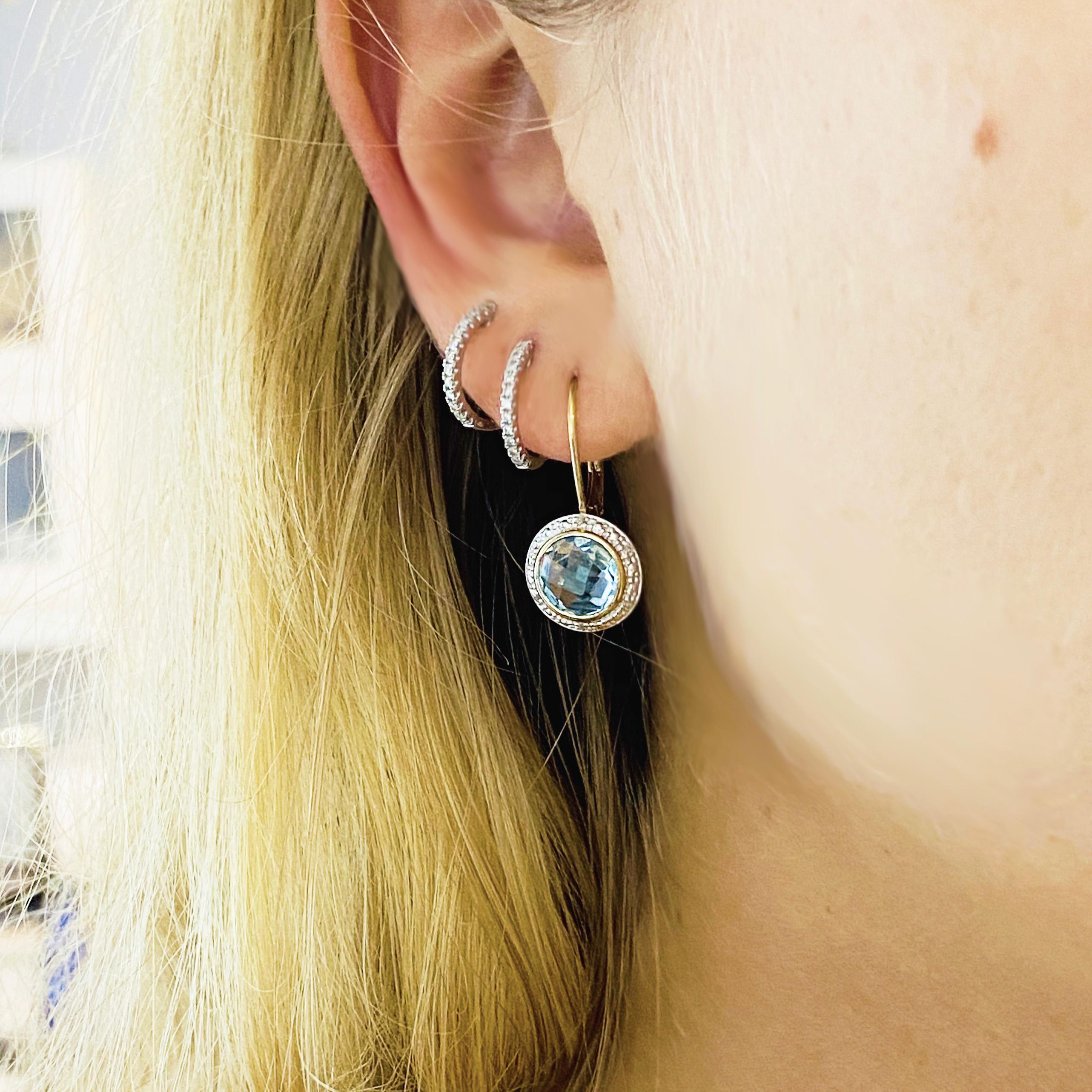 These earrings have a matching pendant, as pictured in photo slide. The necklace is listed on our storefront and can be purchased with the earrings to create a perfect, fine jewelry set! 
The earrings are adorable with leverbacks that are 14 karat