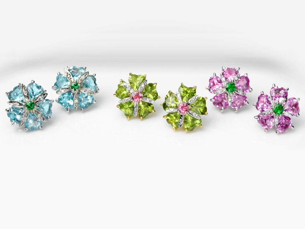 Blauer Topas Diamant Mini Sand Dollar-Ohrringe im Angebot 12