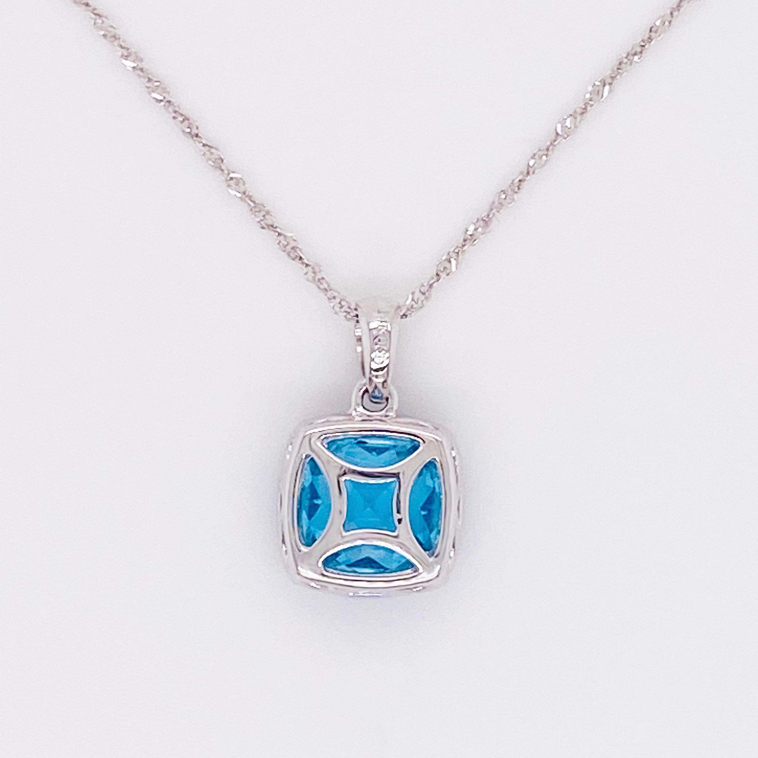 Collier diamant topaze bleue, diamant blanc, or 14 carats, 14 carats, pendentif Neuf - En vente à Austin, TX