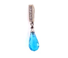 Blue Topaz Diamond Pendant Necklace 5.10ct 14K White Gold Birthstone