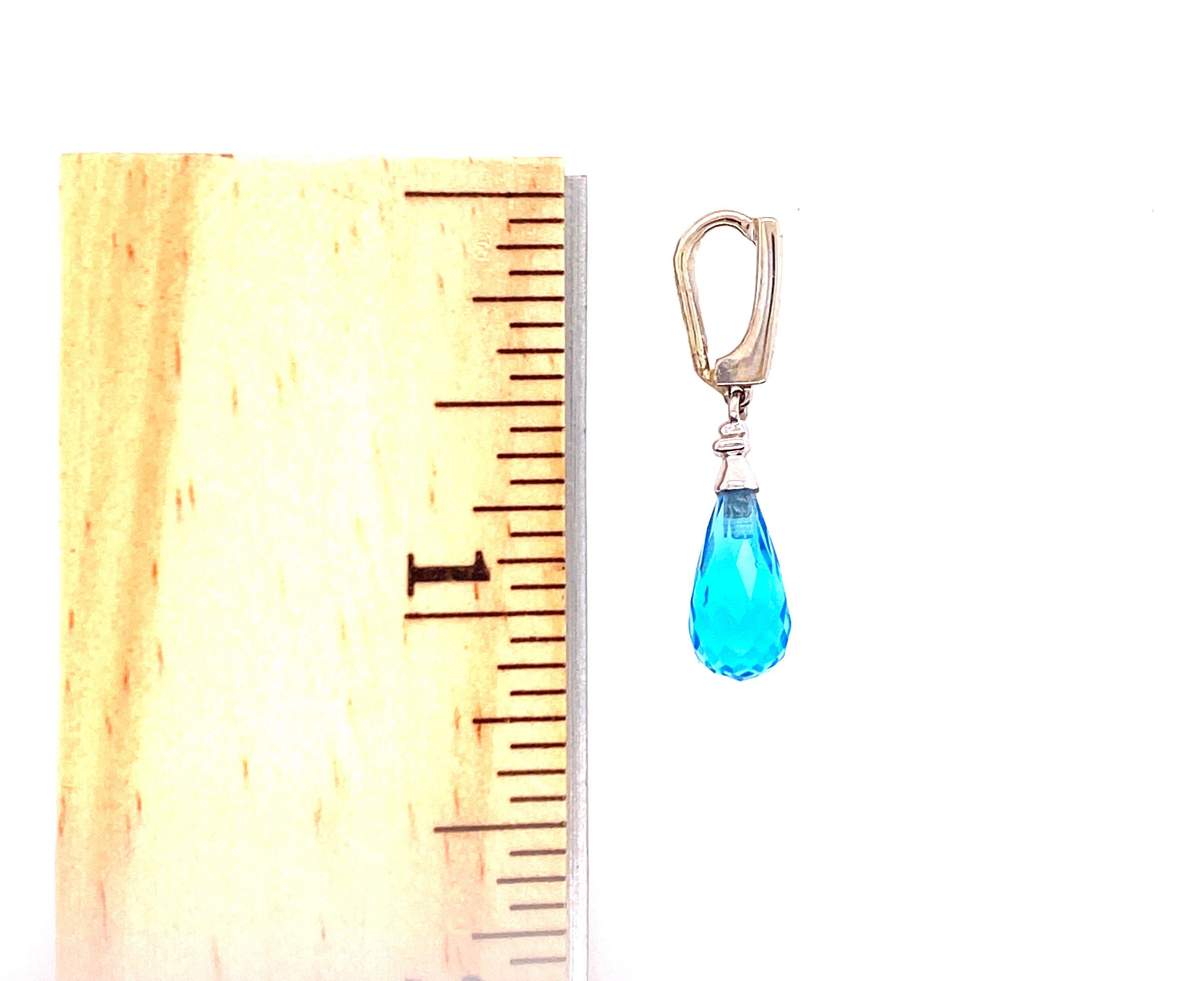 Blue Topaz Diamond Pendant Necklace 5.10ct 14K White Gold Birthstone In Excellent Condition For Sale In Dearborn, MI