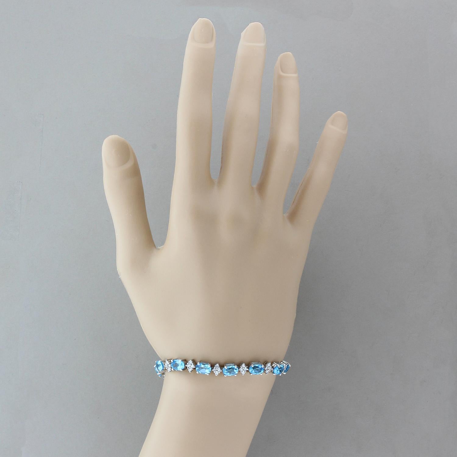 Women's or Men's Blue Topaz Diamond Platinum Bracelet