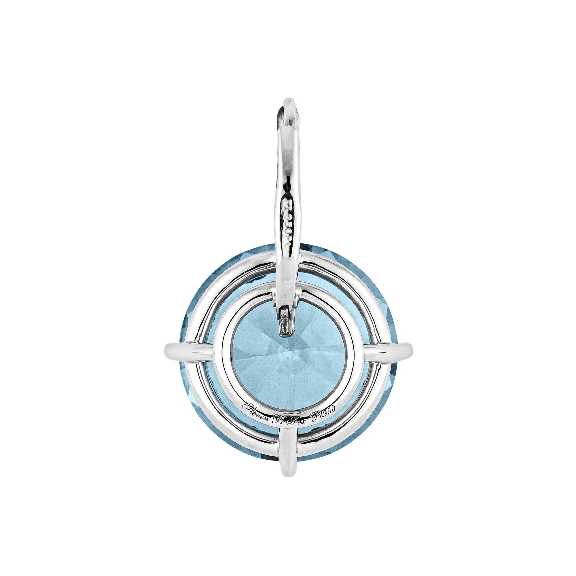 Contemporary Blue Topaz Diamond Platinum Drop Earrings For Sale