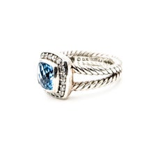 Blue Topaz & Diamond Ring in Sterling Silver by David Yurman