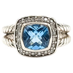 Blue Topaz & Diamond Ring in Sterling Silver by David Yurman