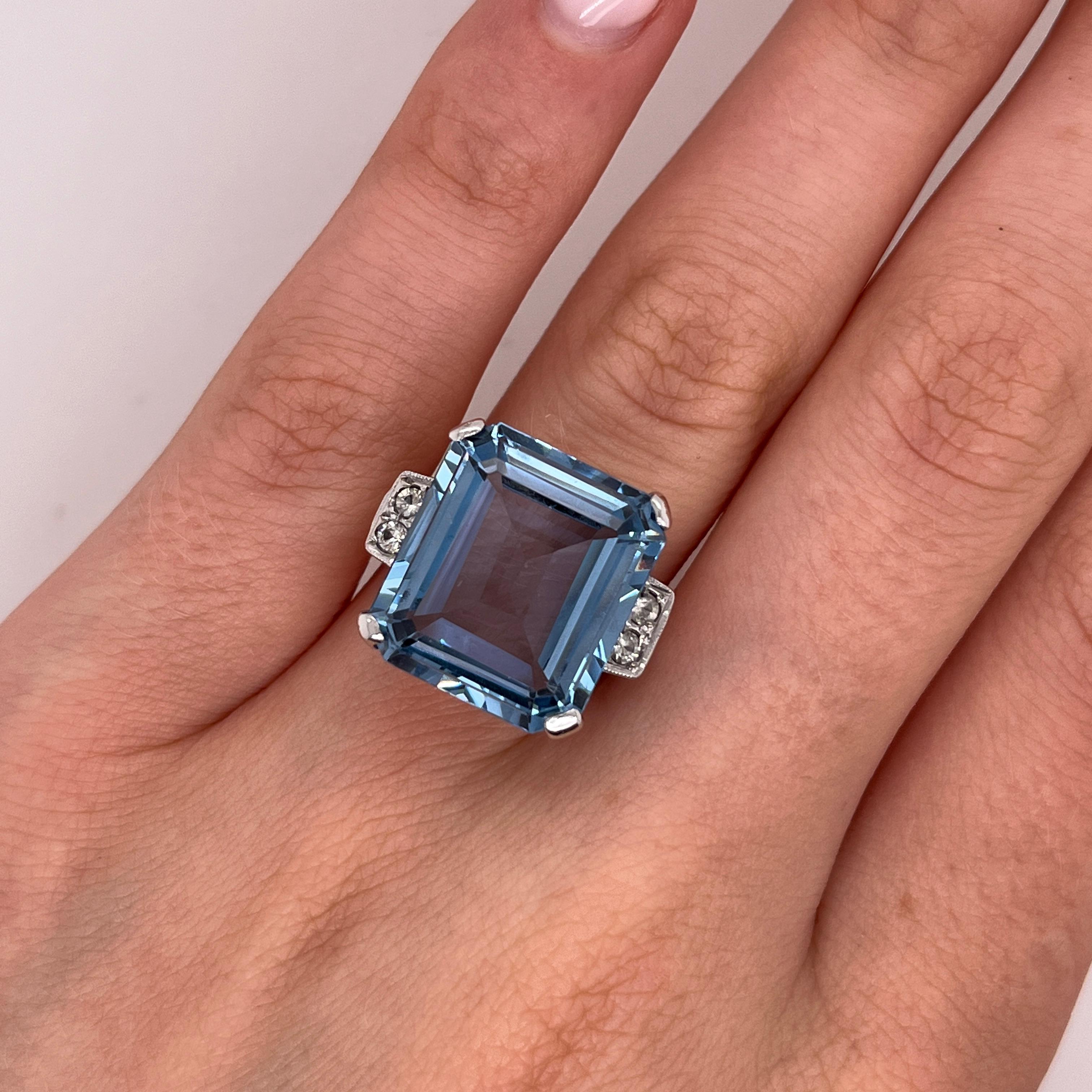 Blauer Topas & Diamant Ring aus Platin im Zustand „Hervorragend“ im Angebot in London, GB