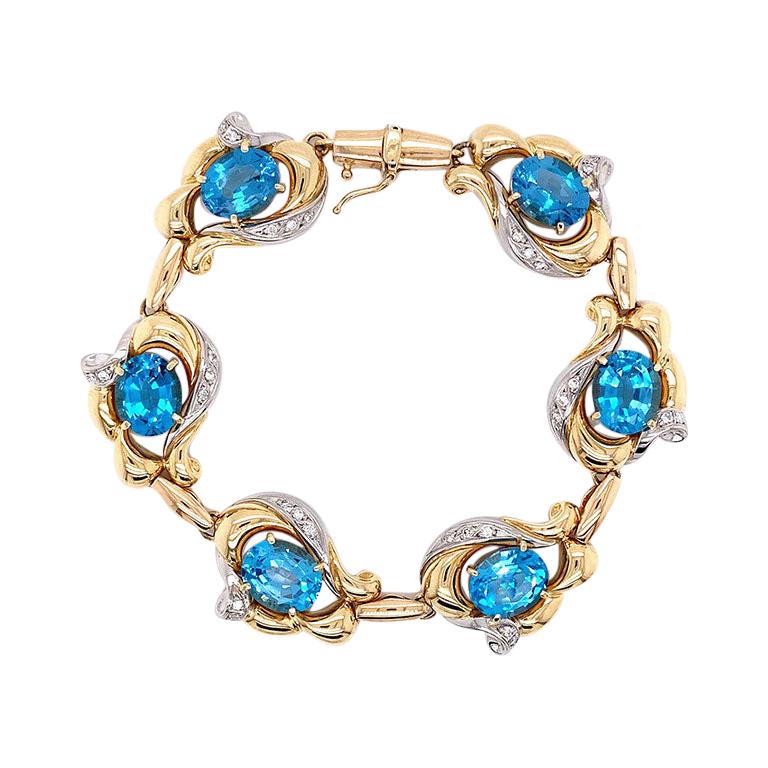 Blue topaz gold bracelet Clearance