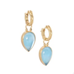 Blue Topaz Doublet Teardrop Earrings in 18 Karat Gold