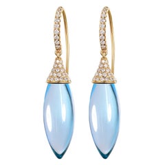 Blue Topaz Drop Earring in 14 Karat Yellow Gold