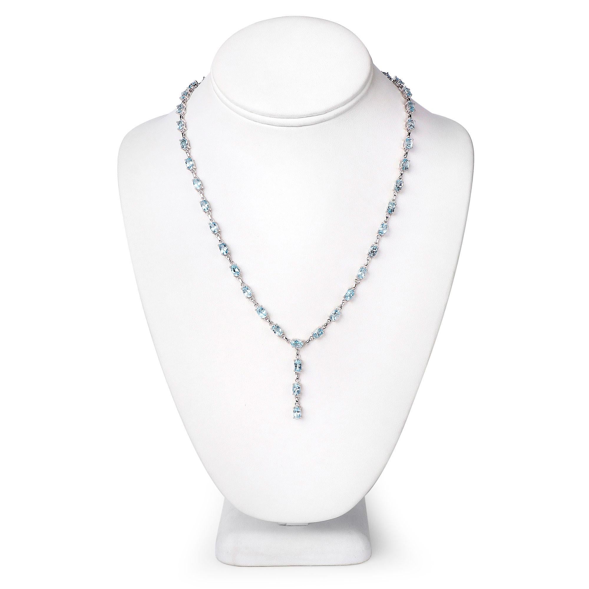 Blue Topaz Drop Necklace 23 Carats Sterling Silver In Excellent Condition For Sale In Laguna Niguel, CA