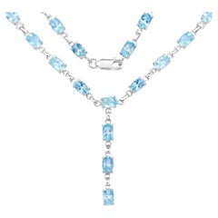 Blue Topaz Drop Necklace 23 Carats Sterling Silver