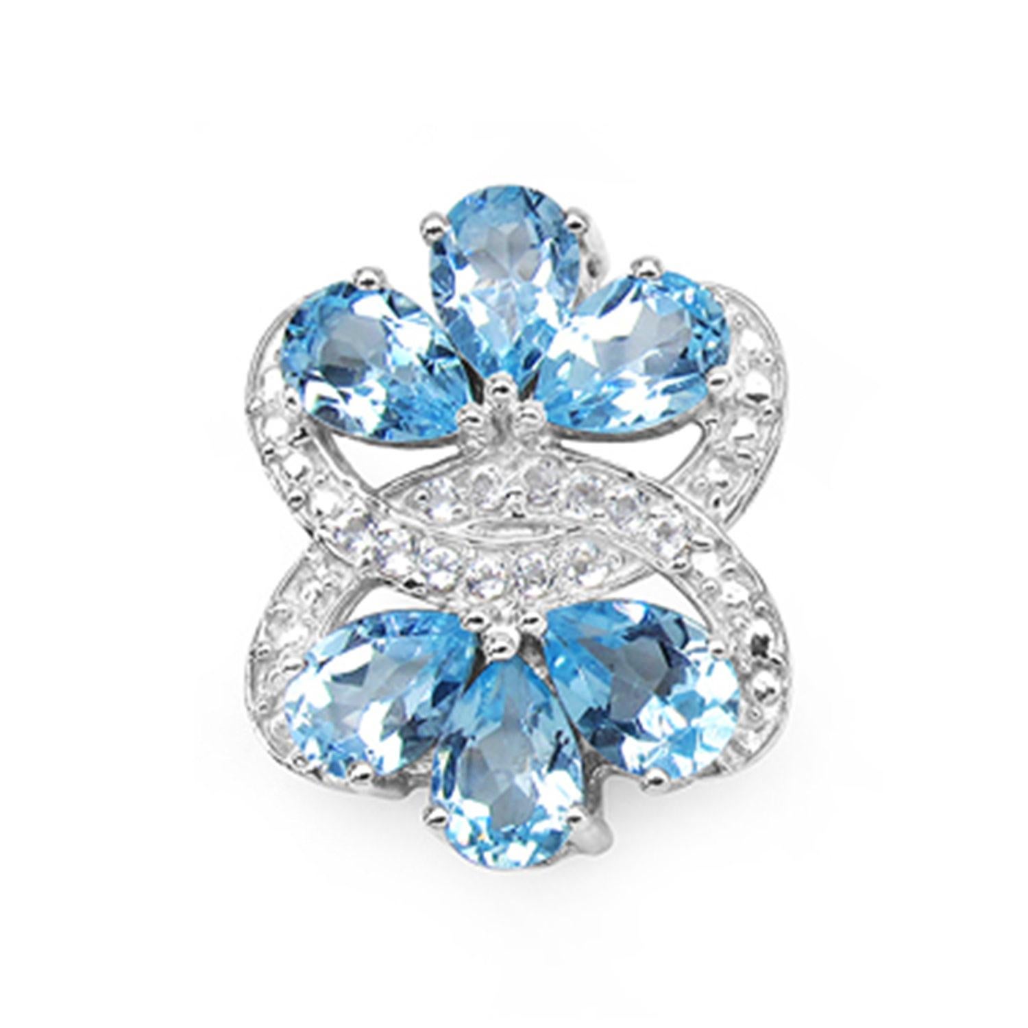 Orecchini di topazio blu da 10,2 carati in argento placcato in rodio In condizioni ottime in vendita a Punta Gorda, FL