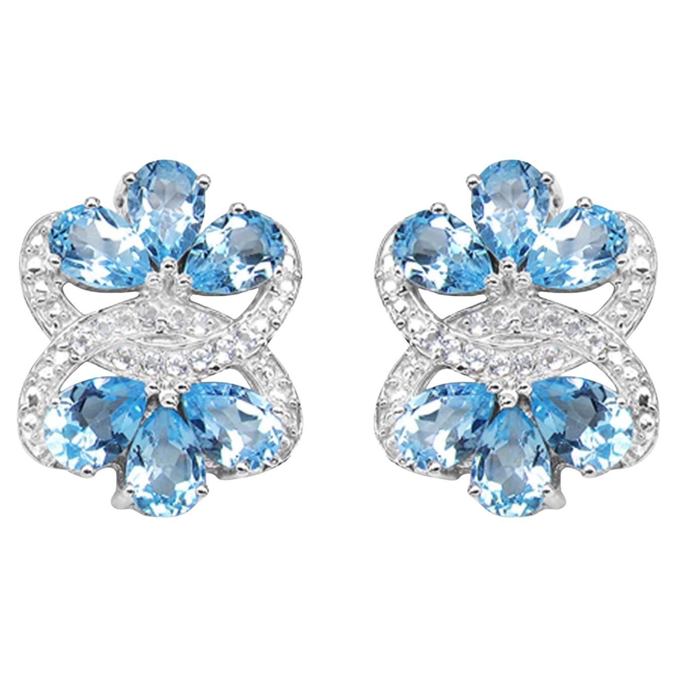 Pendientes Topacio Azul 10,2 Quilates Plata Rodiada