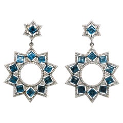 Blue Topaz Earrings 17.15 Carat with Diamonds 4.22 Carat