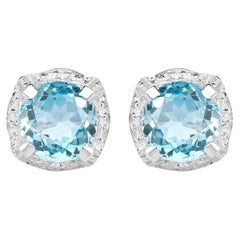 Blue Topaz Earrings 1.88 Carats Sterling Silver